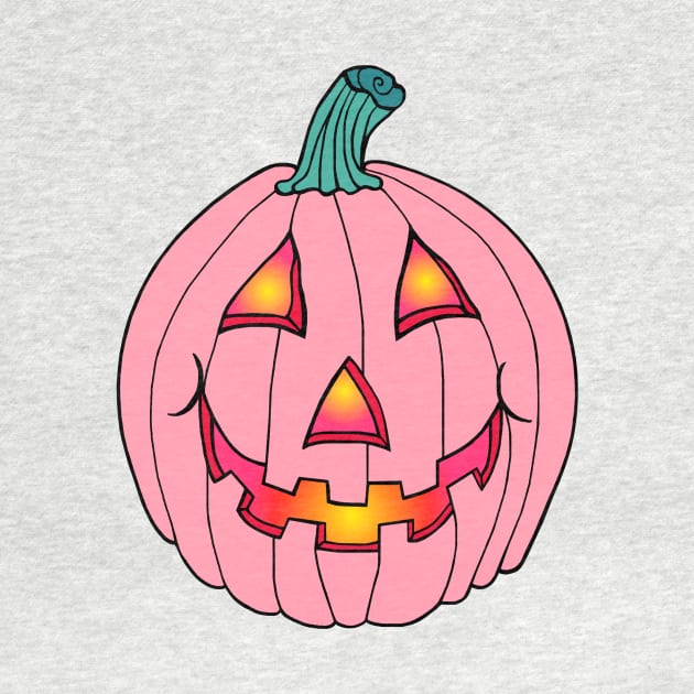 Pink Glowing Jack-O-Lantern Pumpkin by Art by Deborah Camp